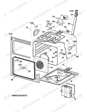 Взрыв-схема плиты (духовки) Husqvarna Electrolux QSI6273 230V - Схема узла H10 Main Oven Cavity (large)